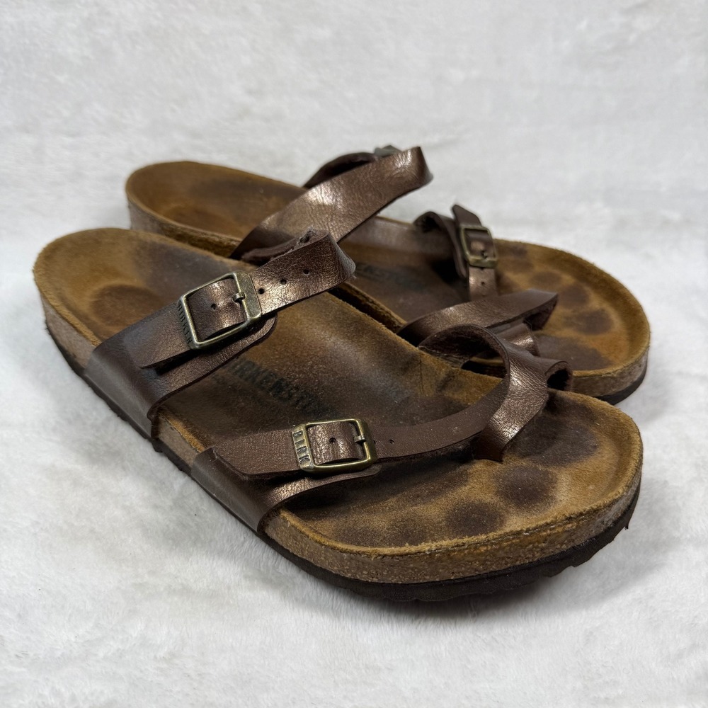 Birkenstock Mayari Metallic Copper Bronze Sandals EU 39 L8-8.5 Strappy Slide